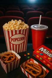 Movie theatre with snacks in the front