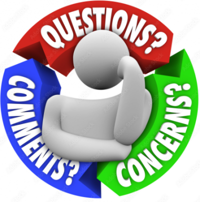 Circle with comments, questions, concerns surrounding image of person