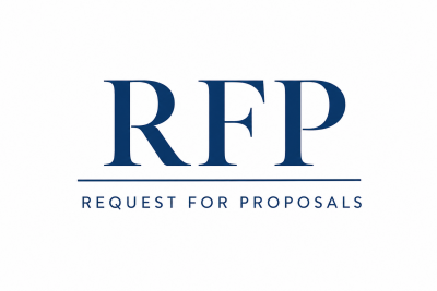 This image has the letters RFP followed by the words request for proposals