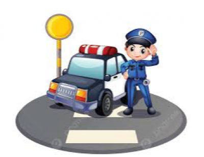 Cartoon officer enforcement for traffic